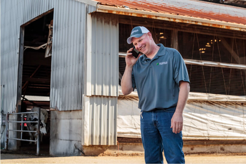 Regenis technician on a call with a client