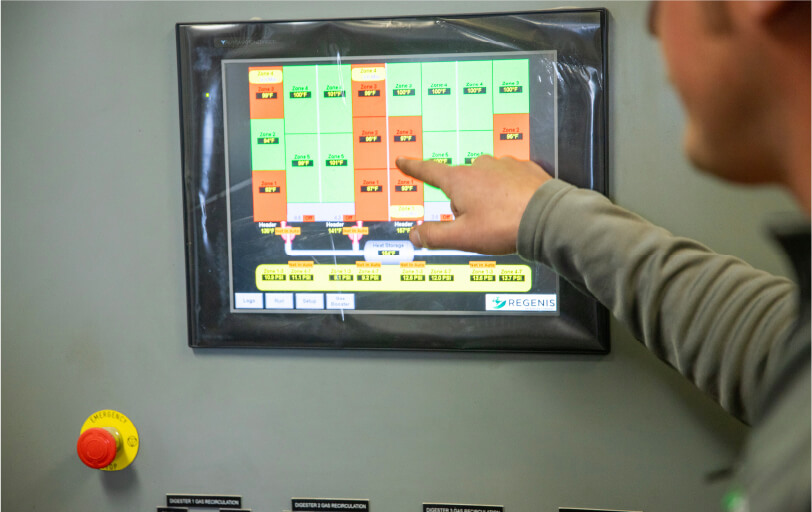 Operational panel of a digester system by Regenis